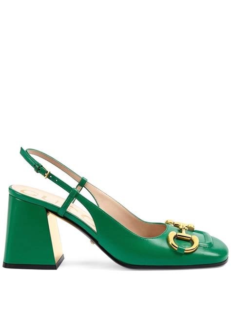 gucci leather nameplate pump|Gucci slingback pumps.